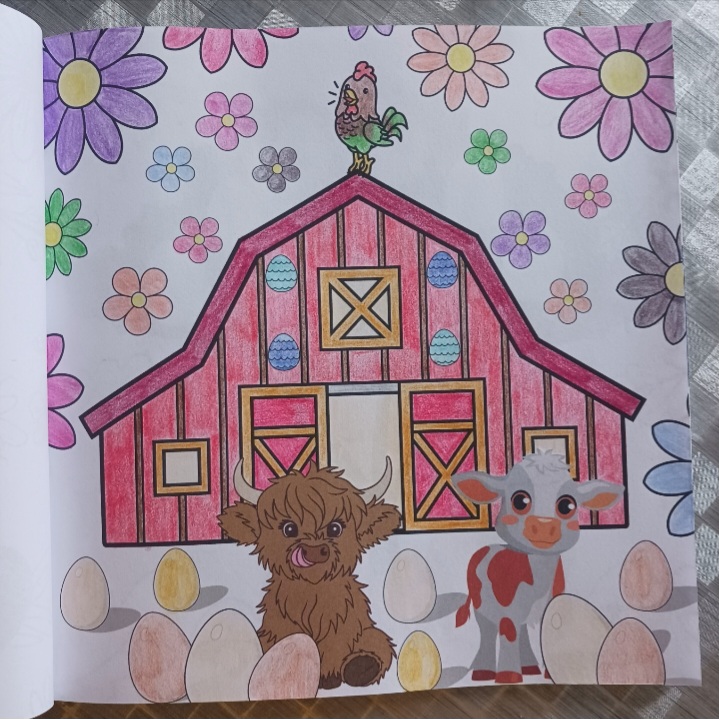 Livre de coloriage "Pâques enchantées" 6 ans et plus Livre de coloriage "Pâques enchantées" à partir de 6 ans. Ici on découvre des veaux tout mignons entourés de fleurs et d'œufs de Pâques.